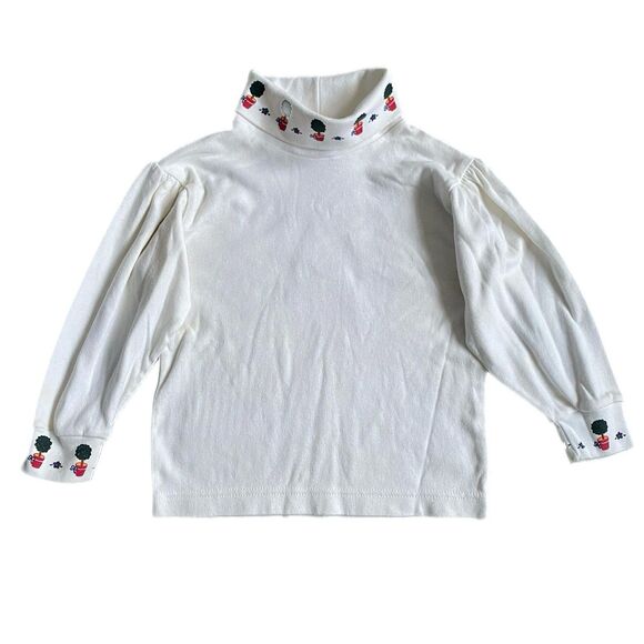 Vintage 80s Hartstrings Cardigan Sweater Girls 6 Button Up Navy Cotton Christmas - Picture 4 of 16